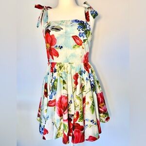 Dolce & Gabbana Floral Mini Dress with Bow Straps